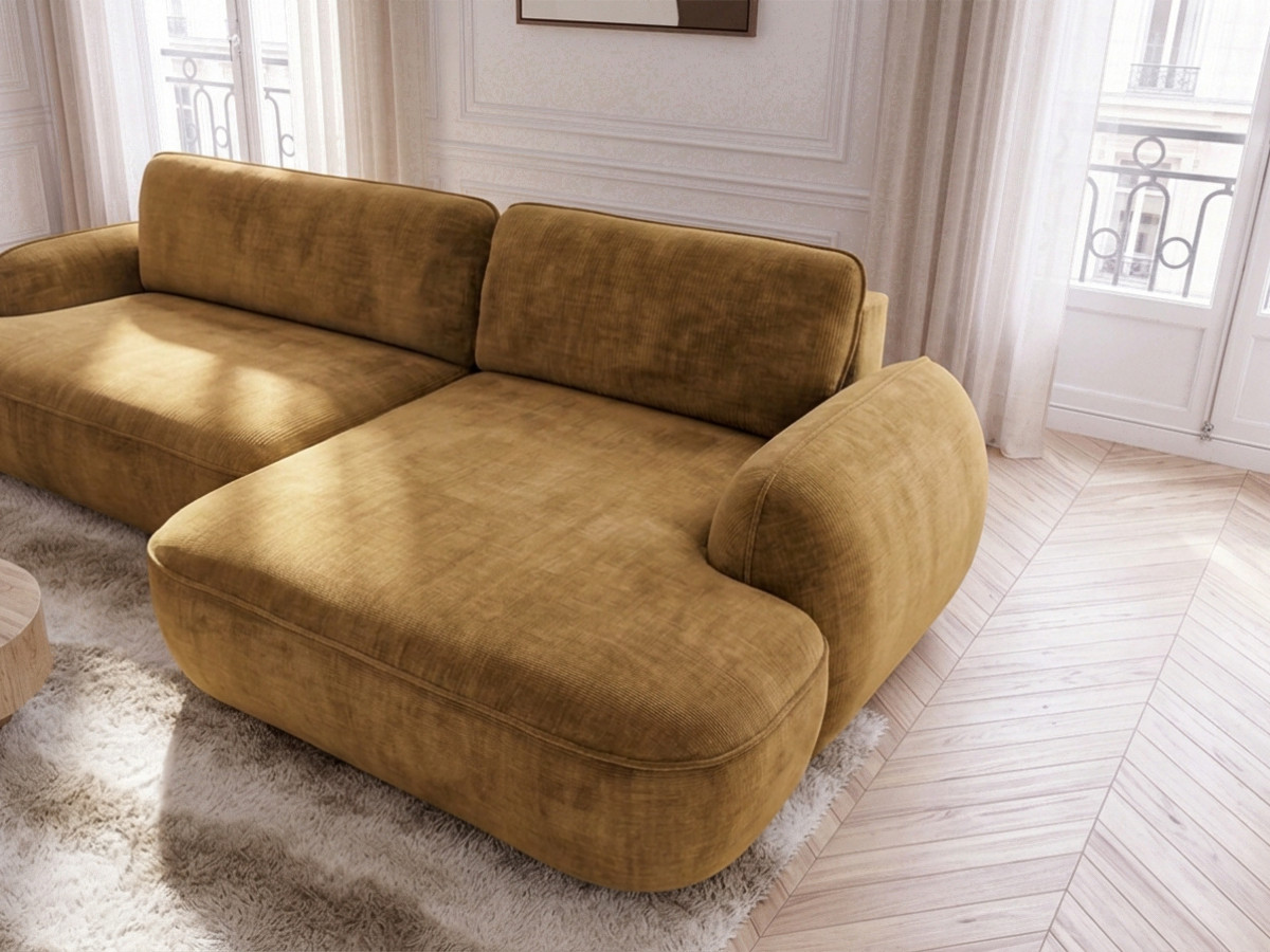 Canapé d'angle convertible CELESTE lisse jaune — vue 6