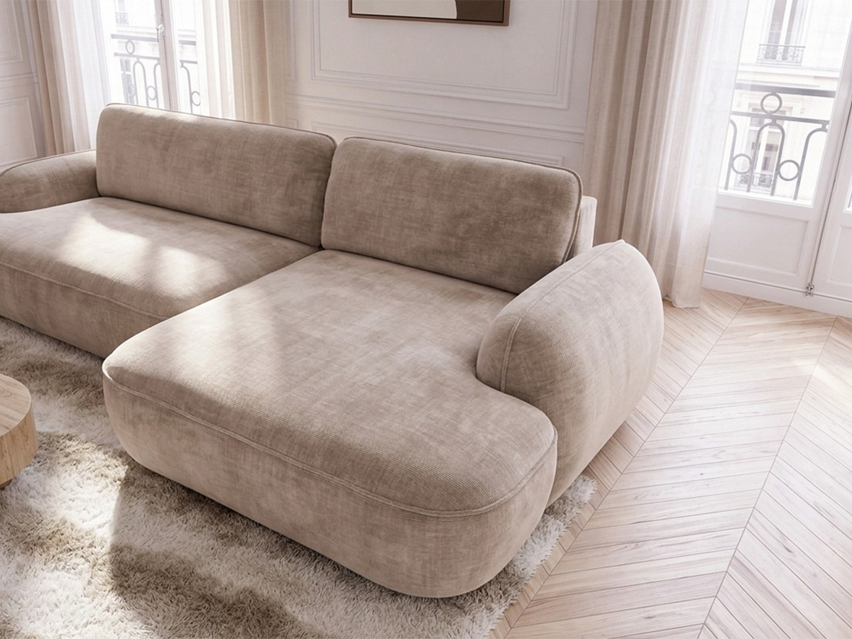 Canapé d'angle convertible CELESTE lisse beige — vue 6
