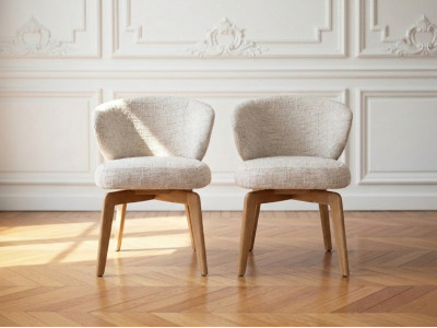 Lot de 2 chaises ANNE placage chêne massif et tissu texturé