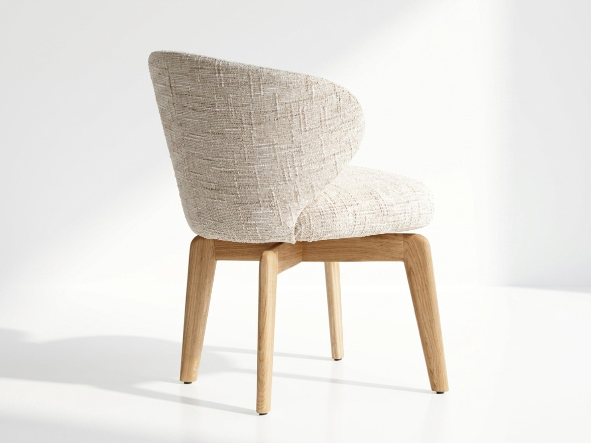 Lot de 2 chaises ANNE placage chêne massif et tissu texturé