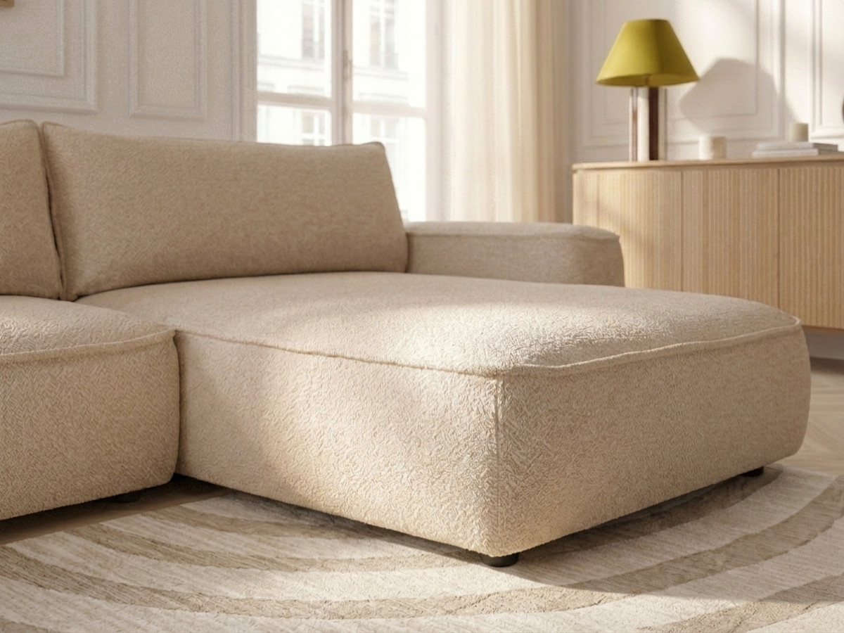 Canapé d'angle réversible convertible HONORE chenille beige — vue 6
