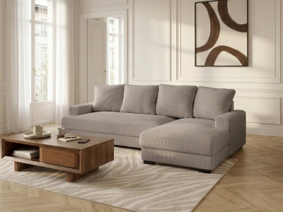 Canapé d'angle convertible coffre CAMPI tissu velours côtelé