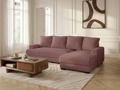 Canapé d'angle convertible coffre CAMPI tissu velours côtelé