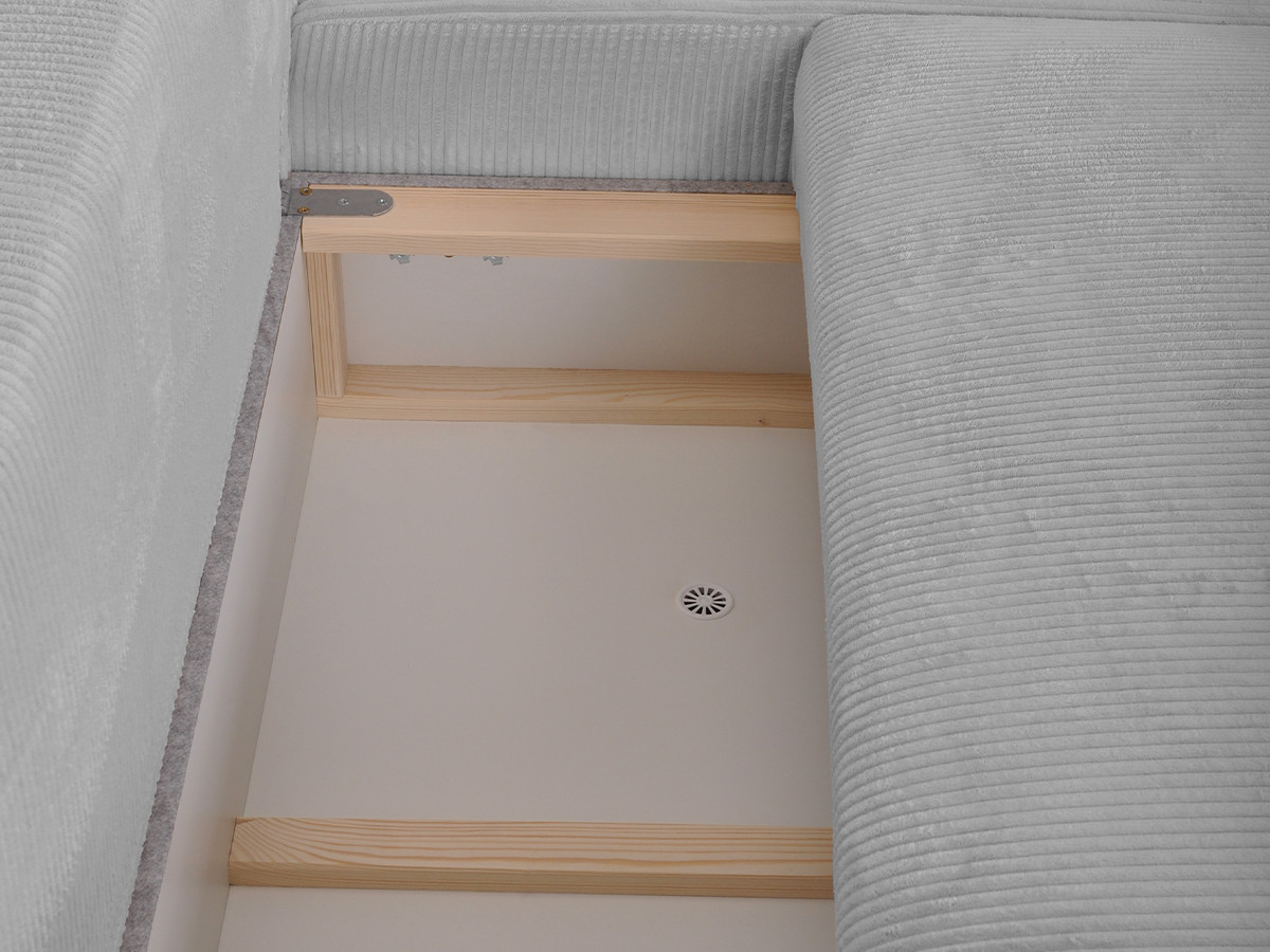 Hoekzetel slaapbank met opbergruimte CAMPI corduroy stof