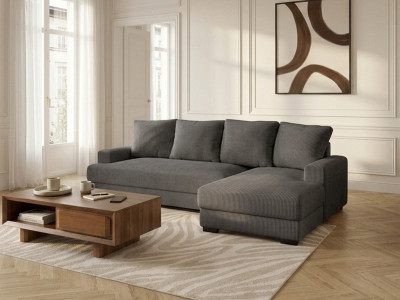 Canapé d'angle convertible coffre CAMPI tissu velours côtelé