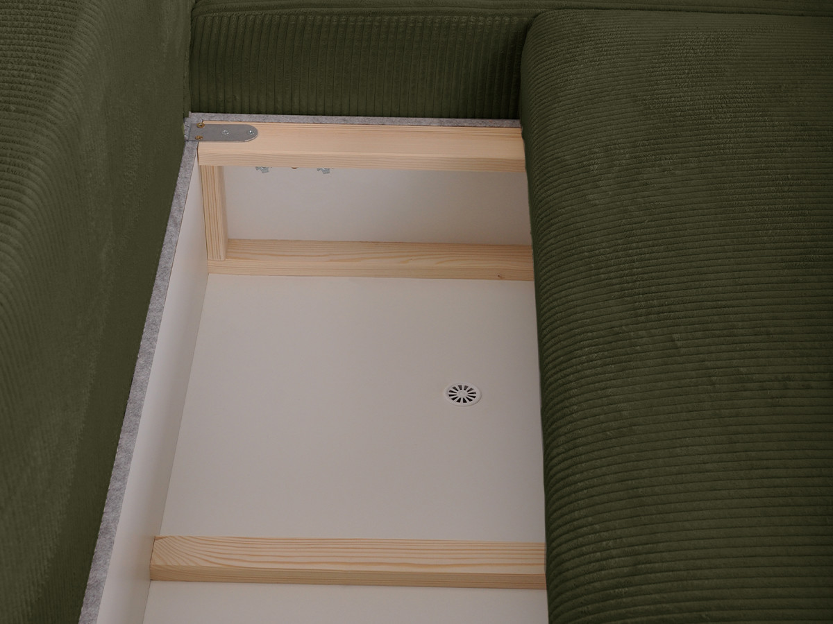 Hoekzetel slaapbank met opbergruimte CAMPI corduroy stof