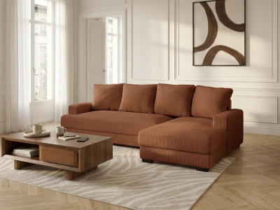 Canapé d'angle convertible coffre CAMPI tissu velours côtelé