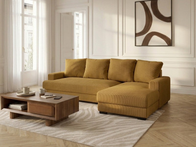 Canapé d'angle convertible coffre CAMPI tissu velours côtelé