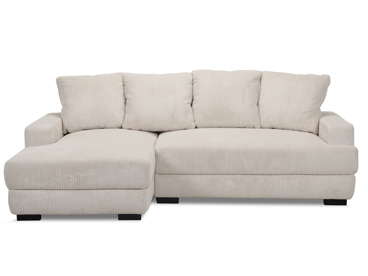 hoekzetel slaapbank met opbergruimte campi corduroy stof gekleurd beige