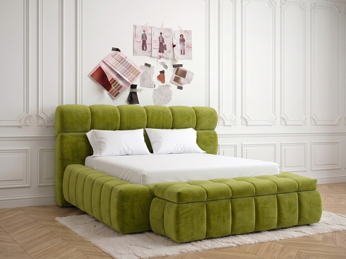Opbergbed MONT-BLANC + Bedbankje MONT-BLANC fluwelen stof