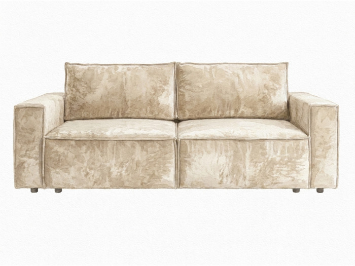 Canapé droit fixe 2 places NIHAD tissu velours de soie taupe Maison LVMH