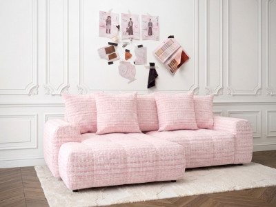 Canapé d'angle droit convertible coffre ROXELANE tissu tweed