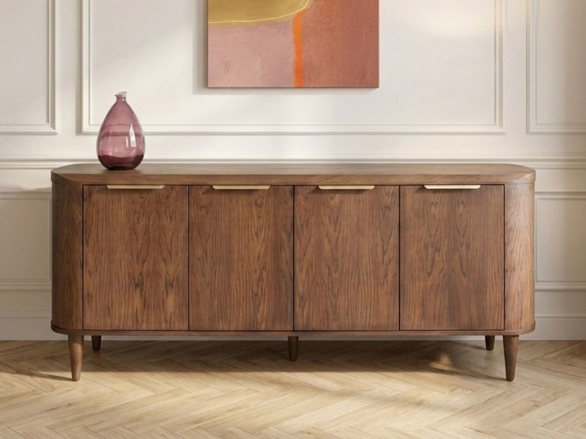 Buffet 4 portes 200 cm MAZARGUES placage chêne massif