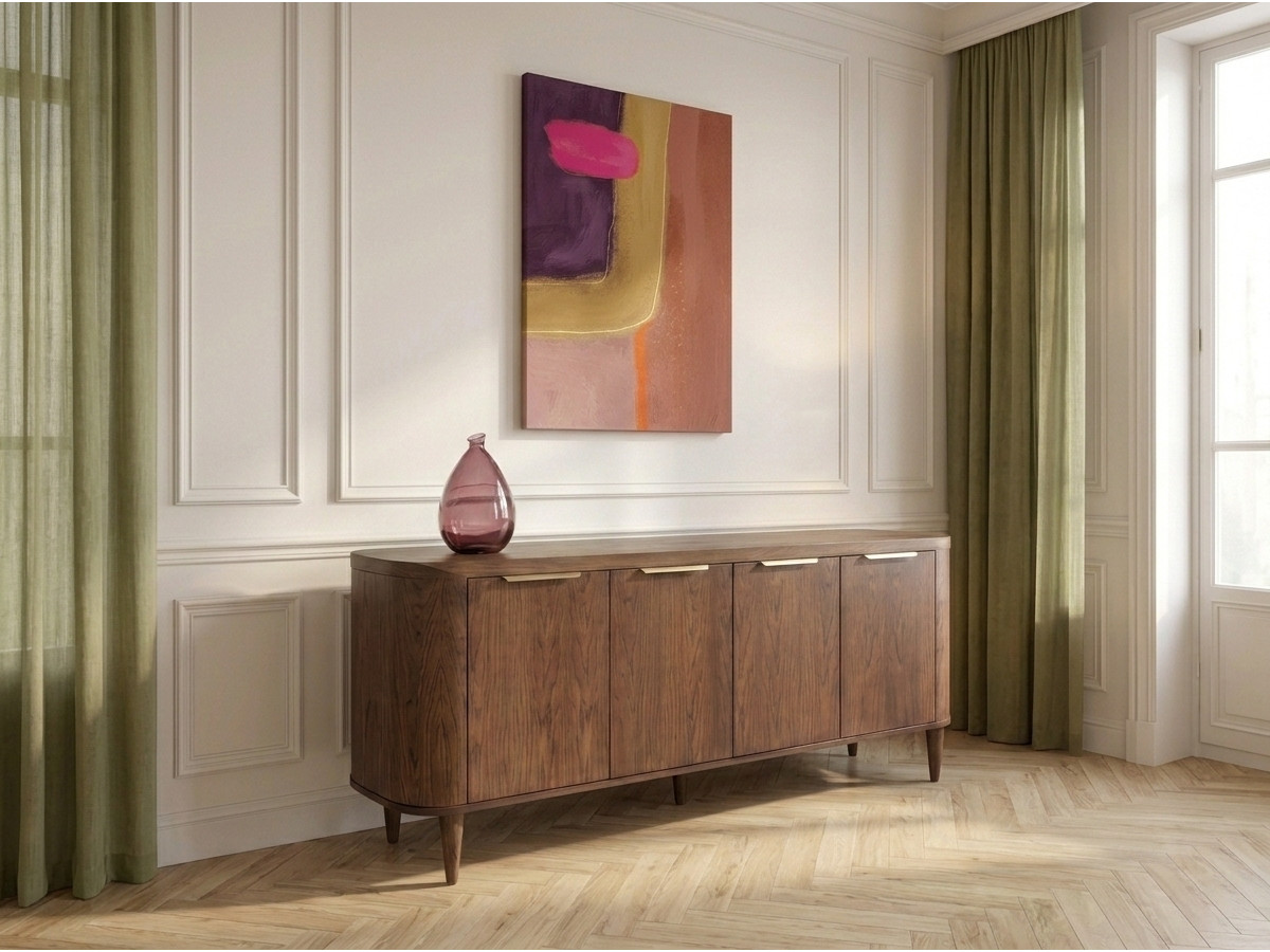 Buffet 4 portes 200 cm MAZARGUES placage chêne massif