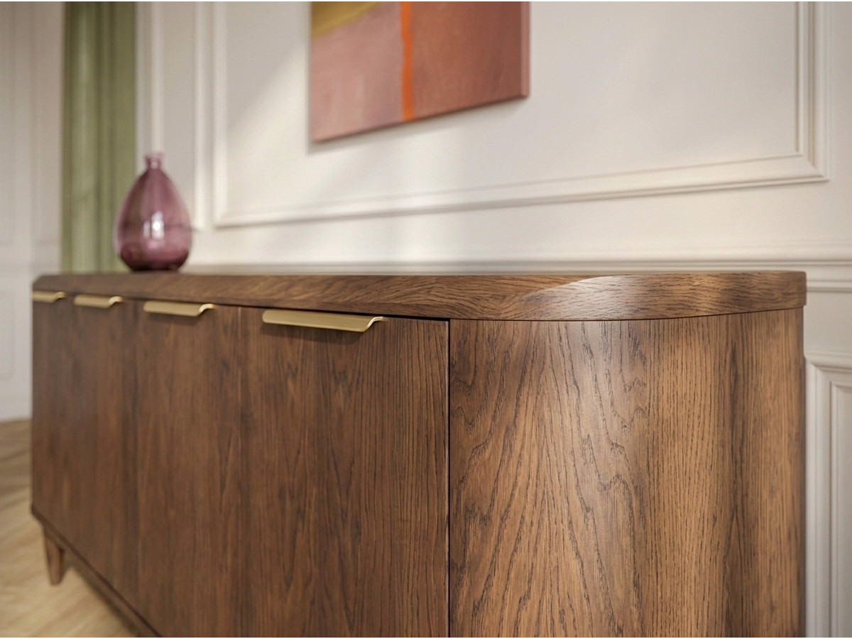Buffet 4 portes 200 cm MAZARGUES placage chêne massif