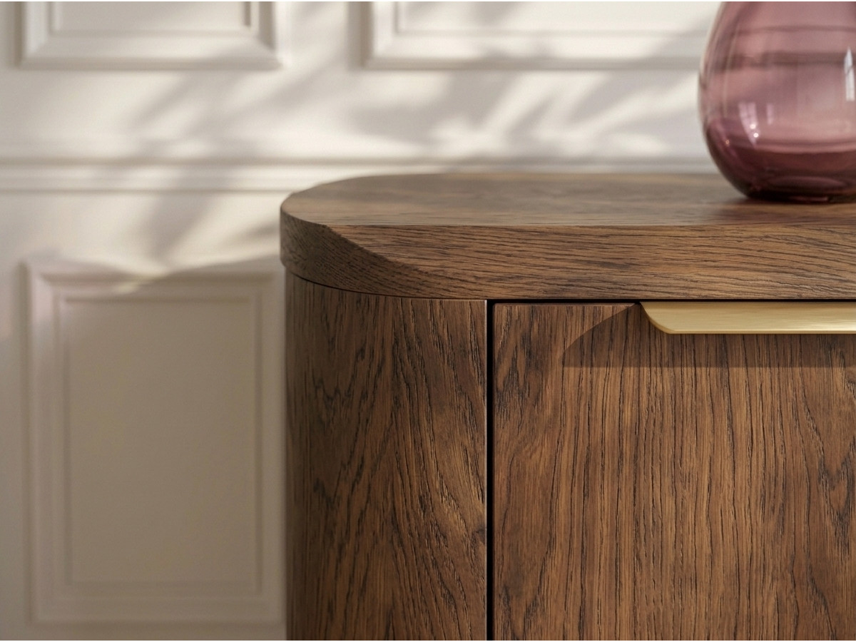 Buffet 4 portes 200 cm MAZARGUES placage chêne massif marron foncé — vue 6