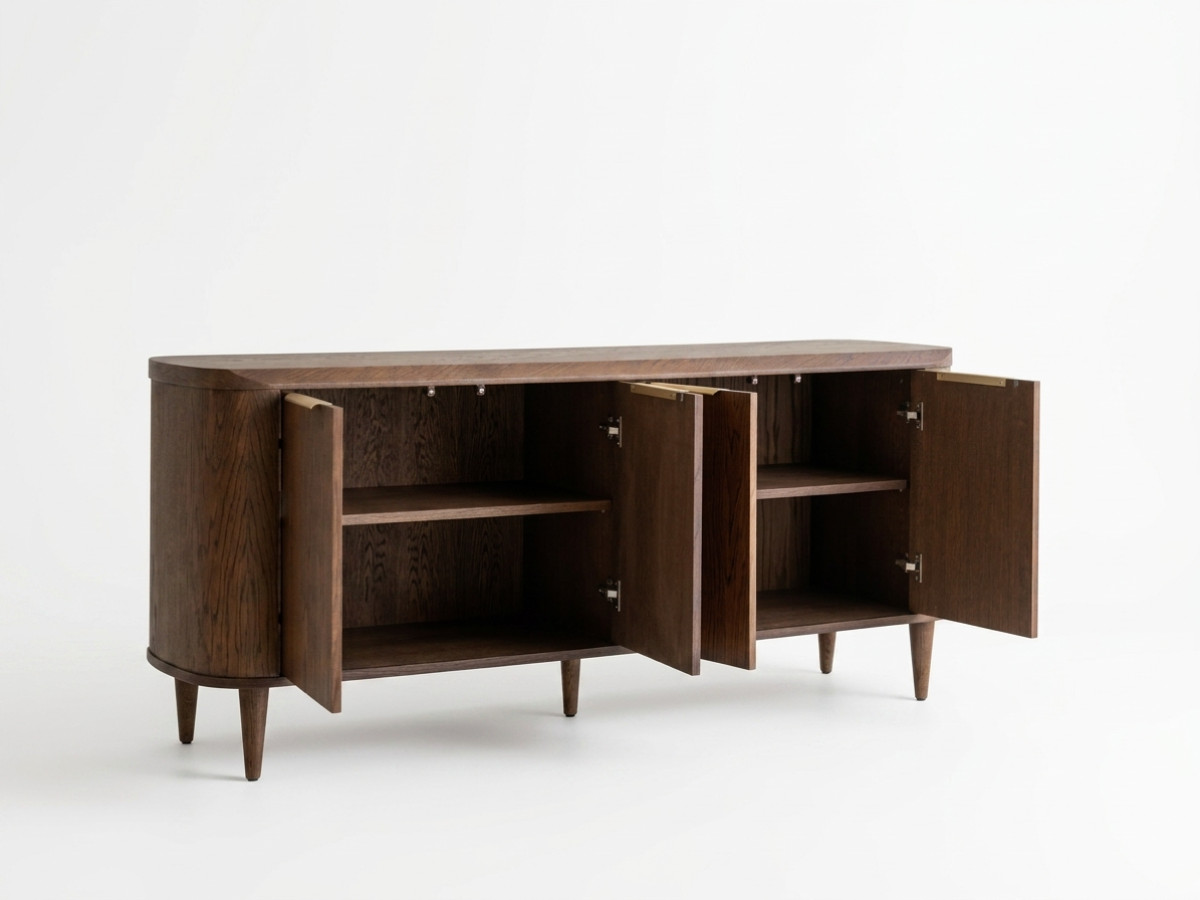 Buffet 4 portes 200 cm MAZARGUES placage chêne massif