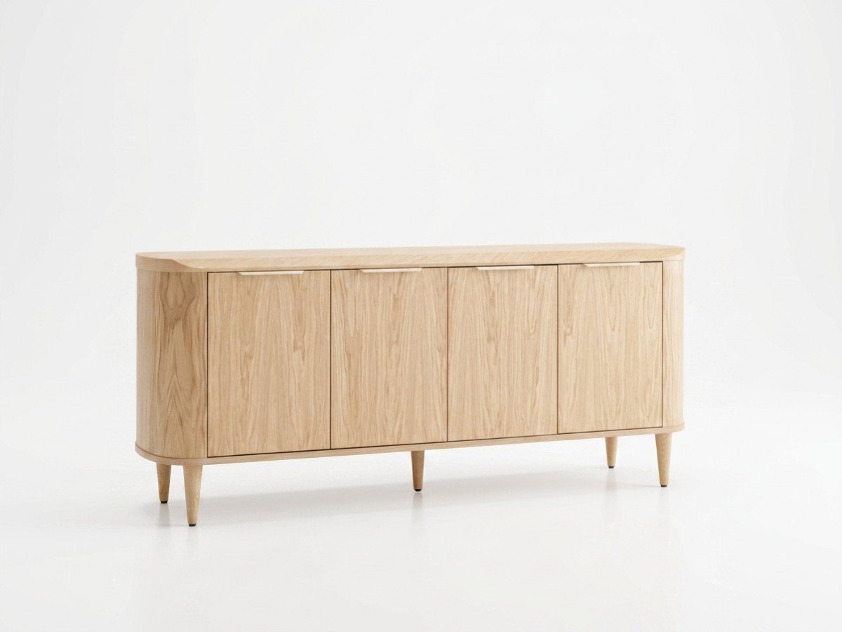 Buffet 4 portes 200 cm MAZARGUES placage chêne massif