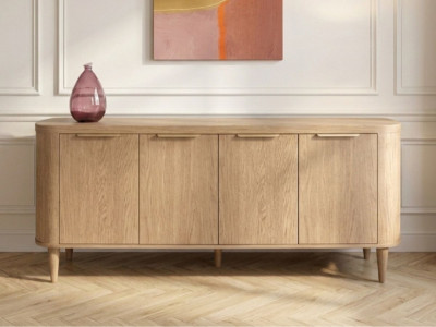 Buffet 4 portes 200 cm MAZARGUES placage chêne massif