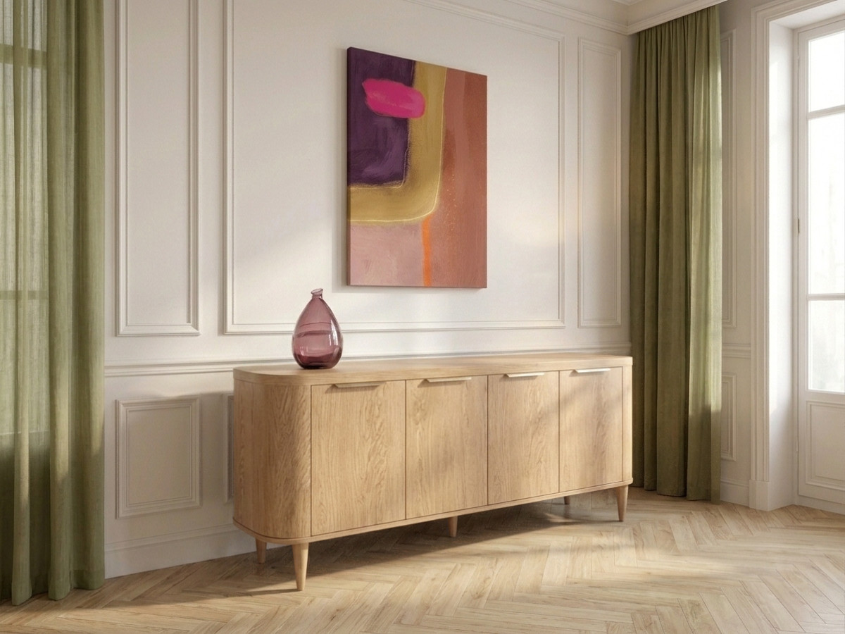Buffet 4 portes 200 cm MAZARGUES placage chêne massif