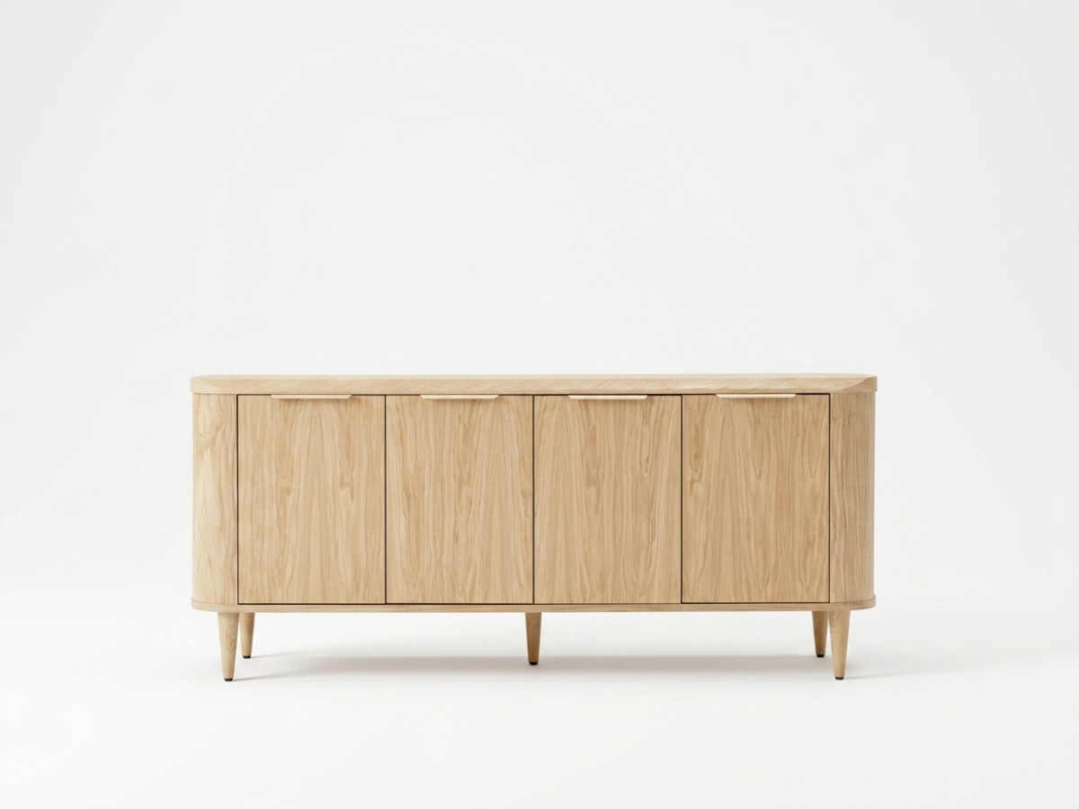 Buffet 4 portes 200 cm MAZARGUES placage chêne massif