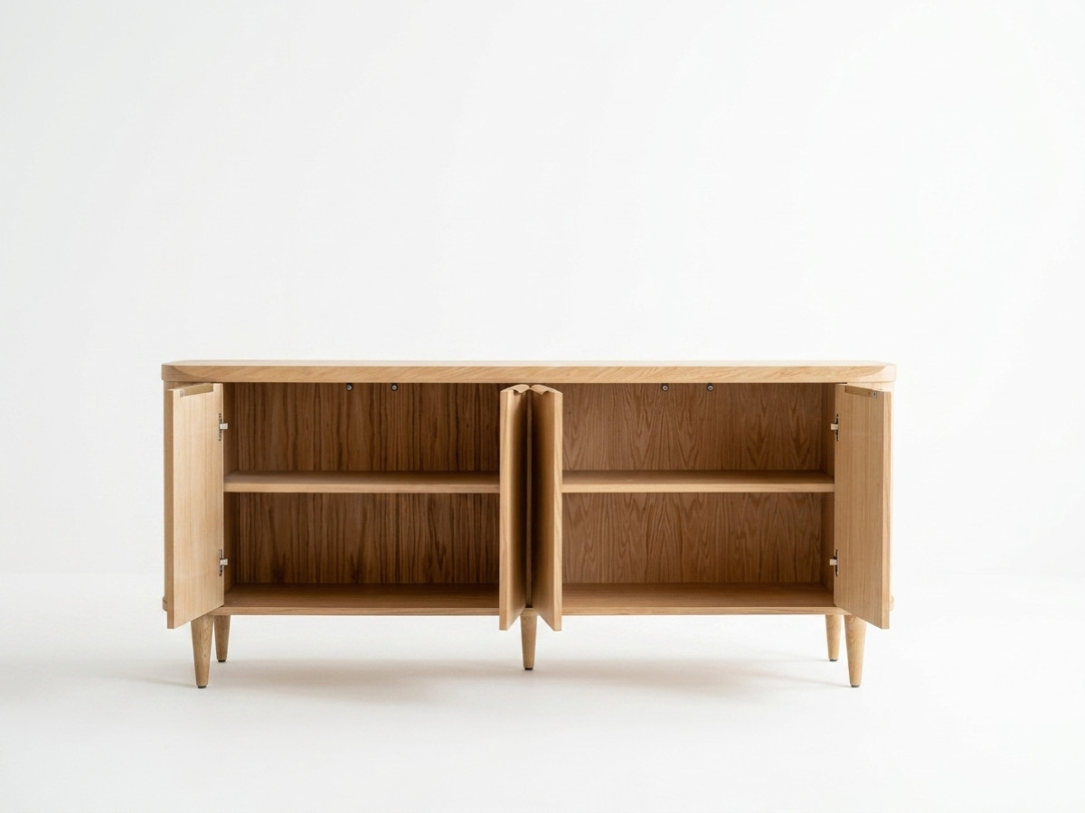 Buffet 4 portes 200 cm MAZARGUES placage chêne massif