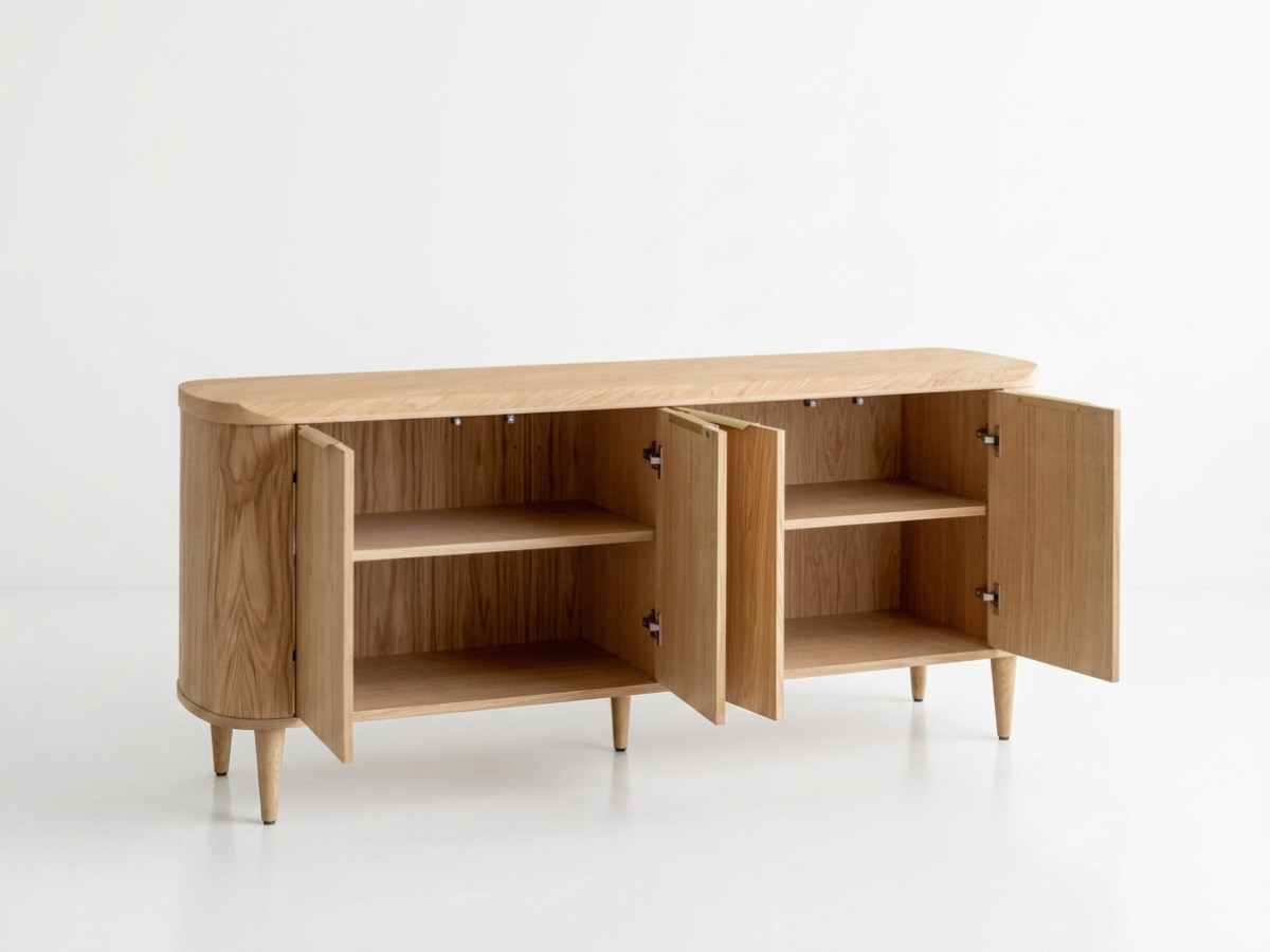 Buffet 4 portes 200 cm MAZARGUES placage chêne massif