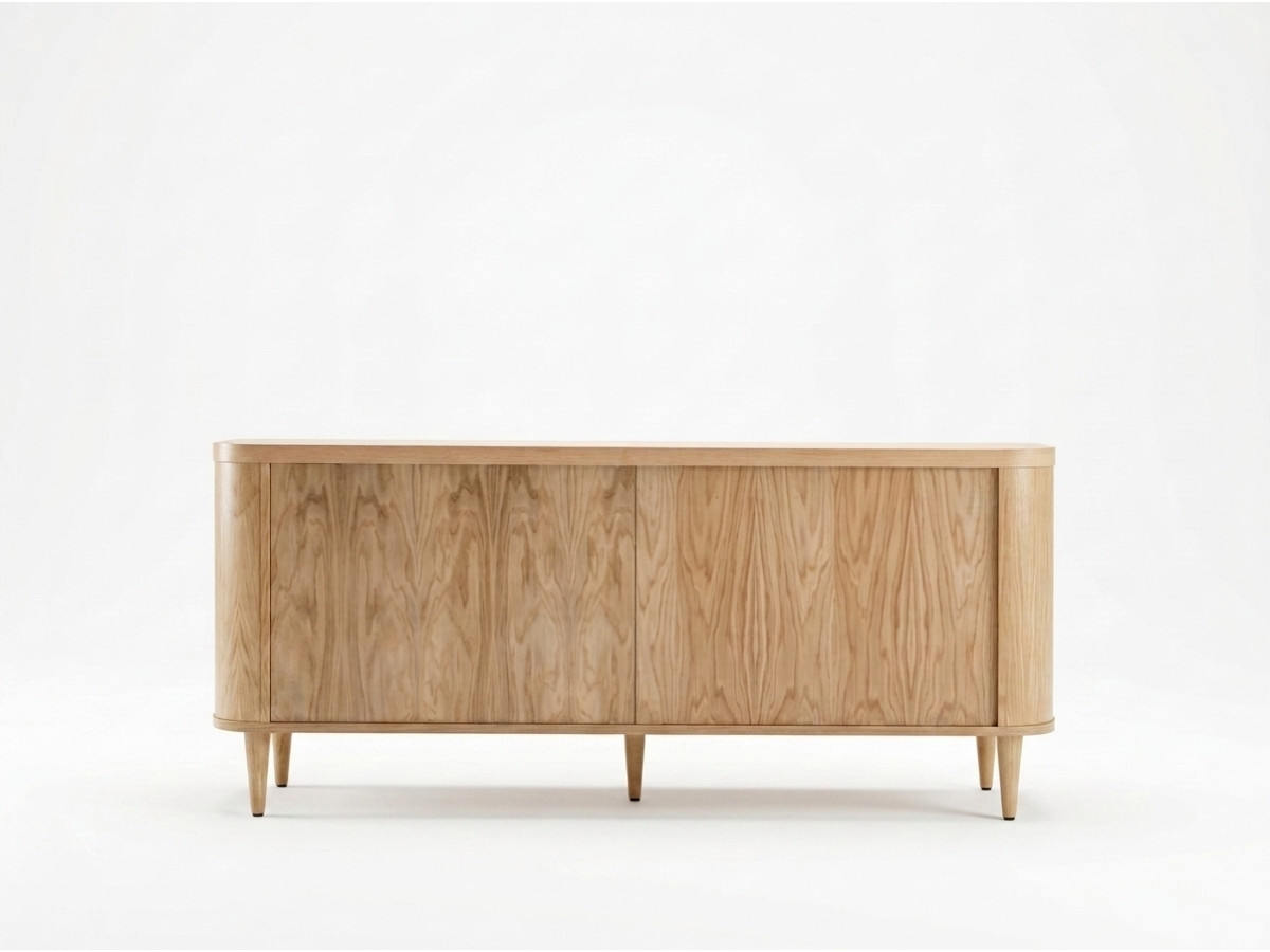 Buffet 4 portes 200 cm MAZARGUES placage chêne massif