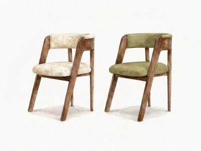 Lot de 2 chaises BASTIDE tissu lisse et tissu bouclette