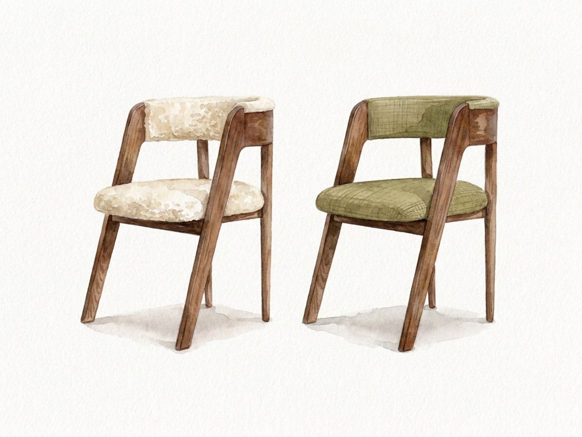 Lot de 2 chaises BASTIDE tissu lisse et tissu bouclette