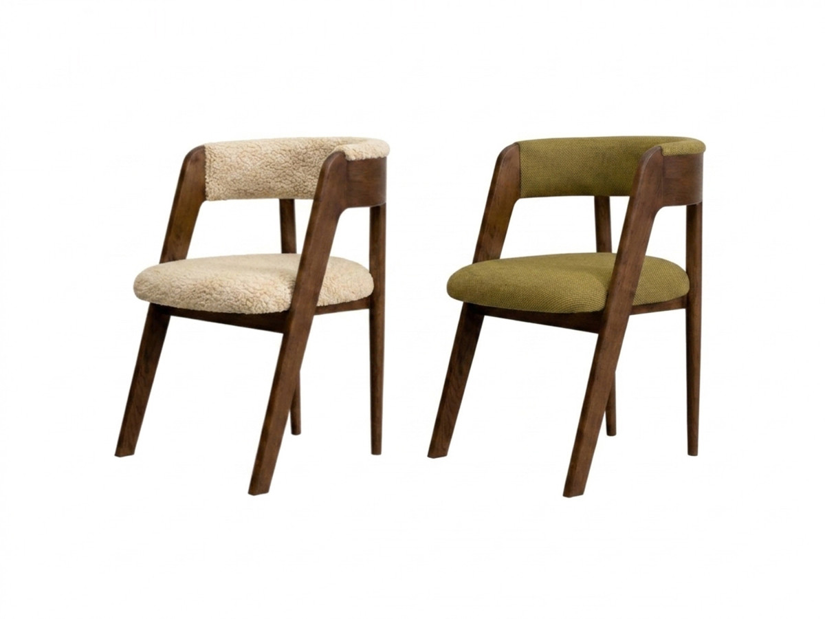 Lot de 2 chaises BASTIDE tissu lisse et tissu bouclette