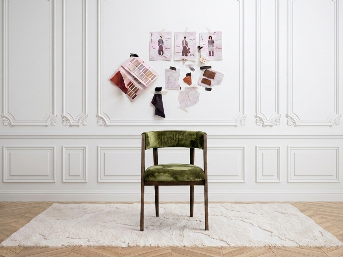 Set van 2 stoelen BASTIDE groen zijdefluweel stof LVMH-huis