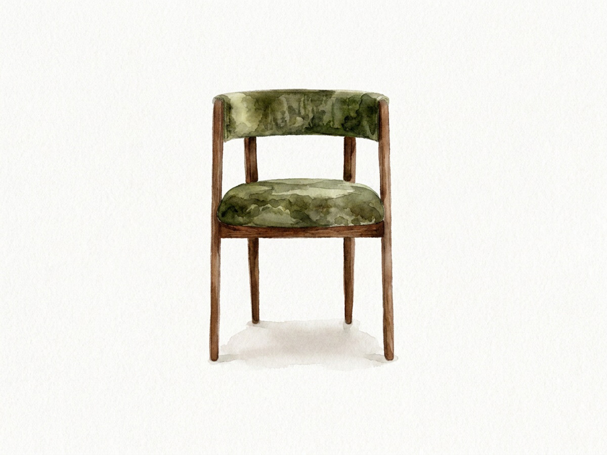 Set van 2 stoelen BASTIDE groen zijdefluweel stof LVMH-huis