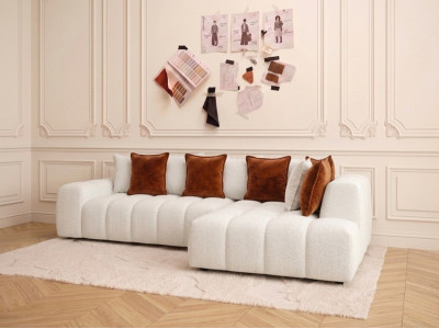 Canapé d'angle L convertible coffre EVEREST tissu chiné