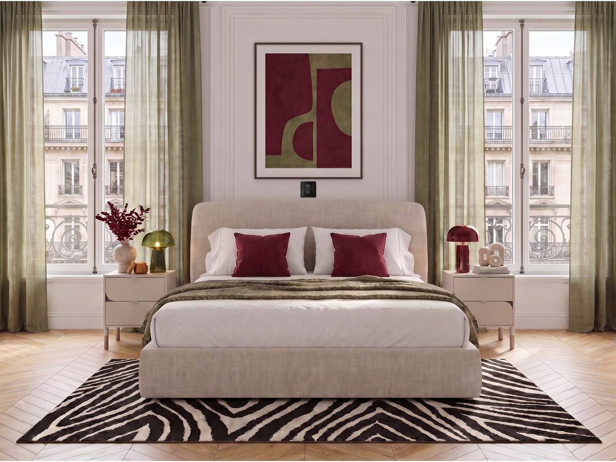 Elektrisch boxspringbed ELIXA met opbergruimte in getextureerde stof