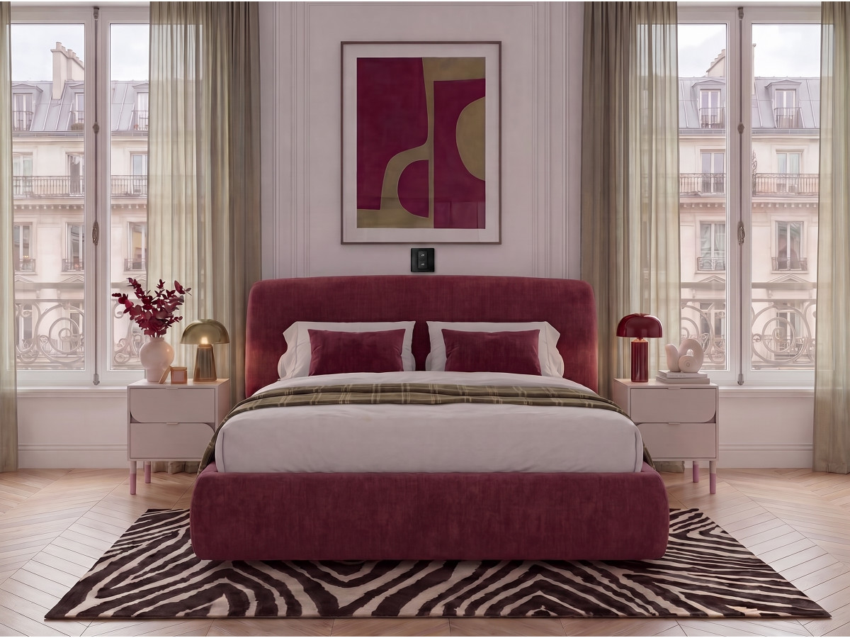 Elektrisch boxspringbed ELIXA met opbergruimte in getextureerde stof