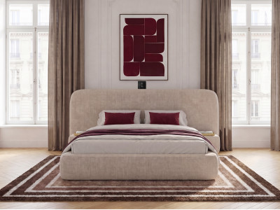 Ensemble avec lit coffre électrique AURAE avec chevets intégrés + matelas hybride