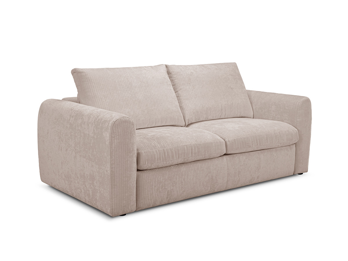 Canapé droit convertible ouverture express 3 places ARCHI tissu velours côtelé gaufré