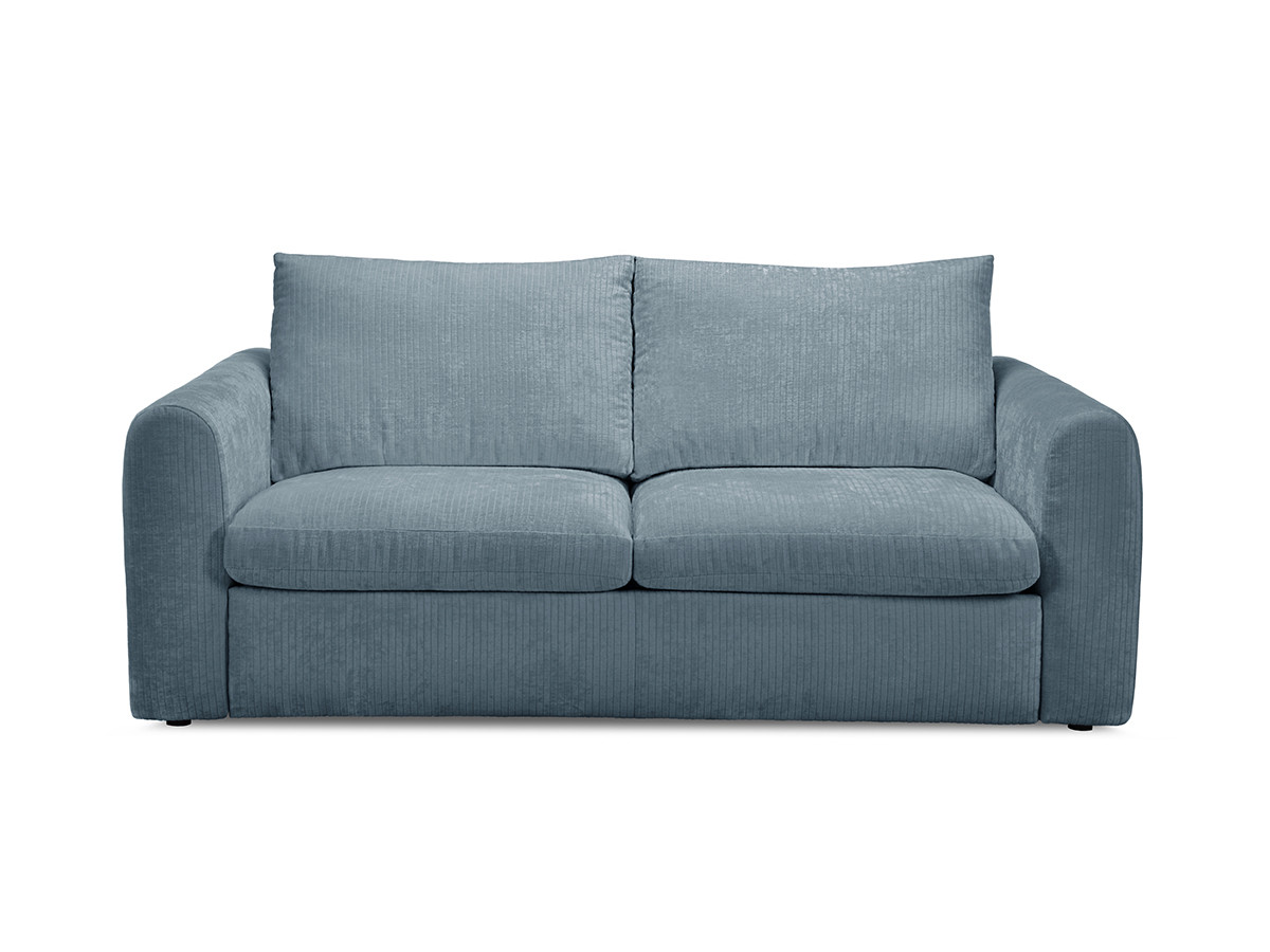 canapé droit convertible ouverture express 3 places archi tissu velours côtelé gaufré de couleur bleu
