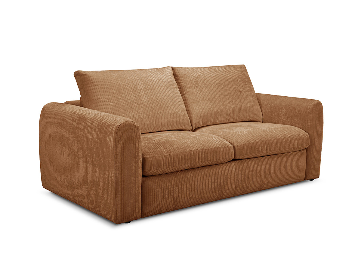 Canapé droit convertible ouverture express 3 places ARCHI tissu velours côtelé gaufré