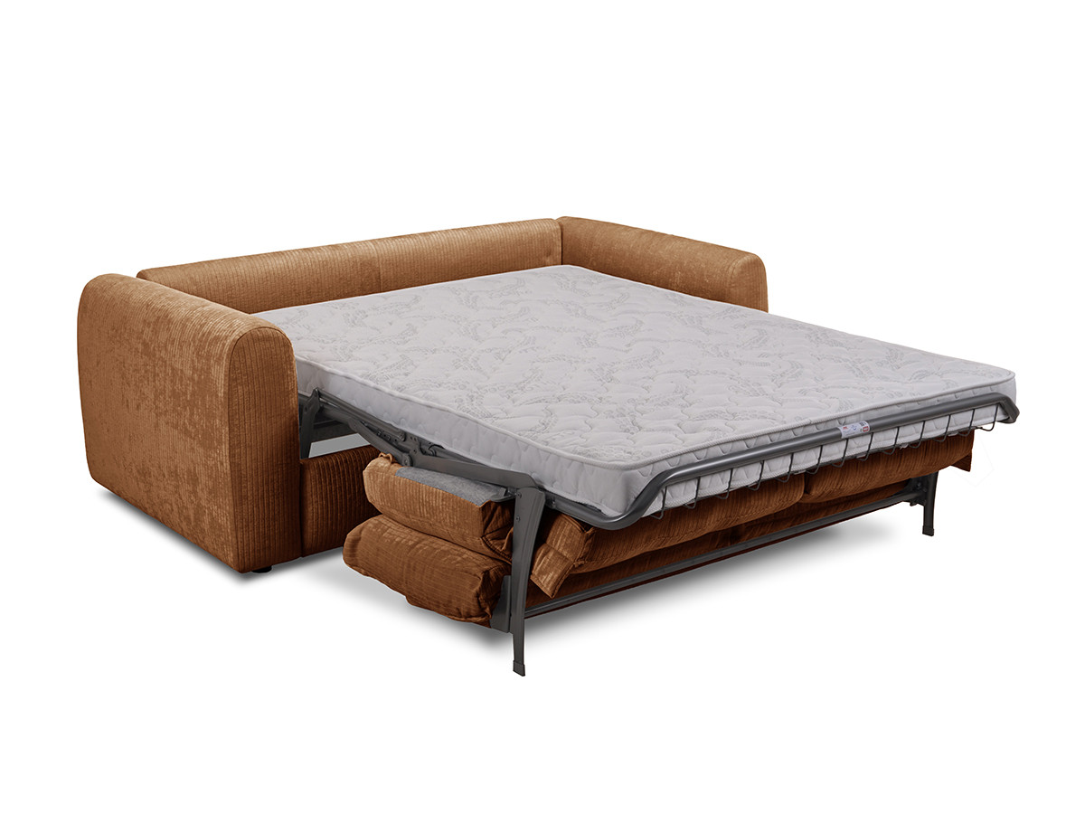 Canapé droit convertible ouverture express 3 places ARCHI tissu velours côtelé gaufré