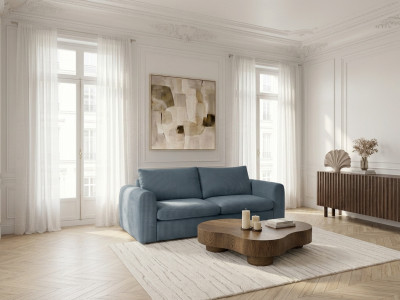 Canapé droit convertible ouverture express 3 places ARCHI tissu velours côtelé gaufré