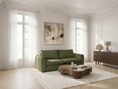 Canapé droit convertible ouverture express 3 places ARCHI tissu velours côtelé gaufré