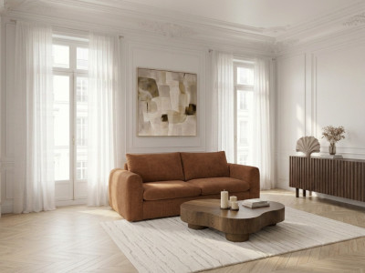 Canapé droit convertible ouverture express 3 places ARCHI tissu velours côtelé gaufré