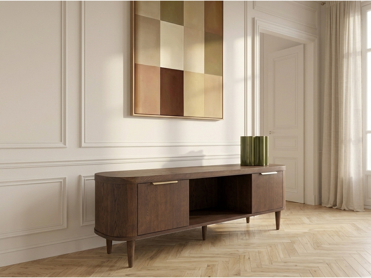 Tv-meubel 2 deuren 200 cm MAZARGUES eiken fineer
