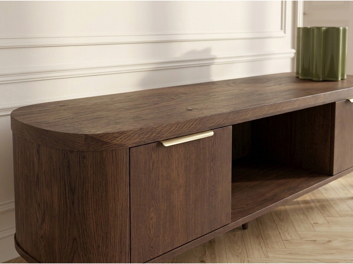 Tv-meubel 2 deuren 200 cm MAZARGUES eiken fineer