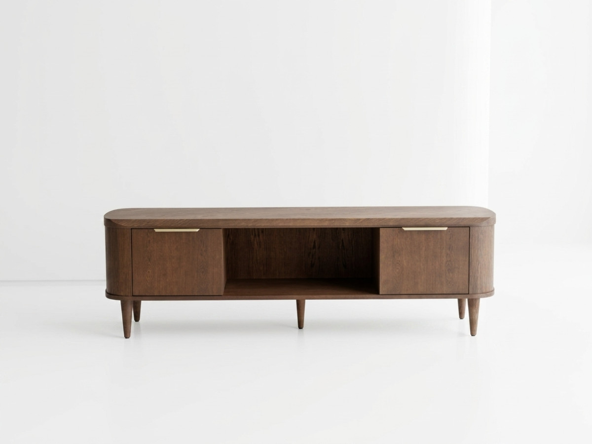 Tv-meubel 2 deuren 200 cm MAZARGUES eiken fineer