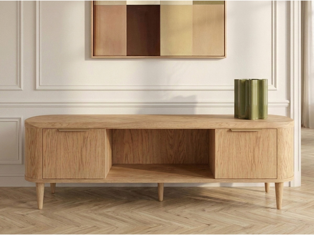 Tv-meubel 2 deuren 200 cm MAZARGUES eiken fineer