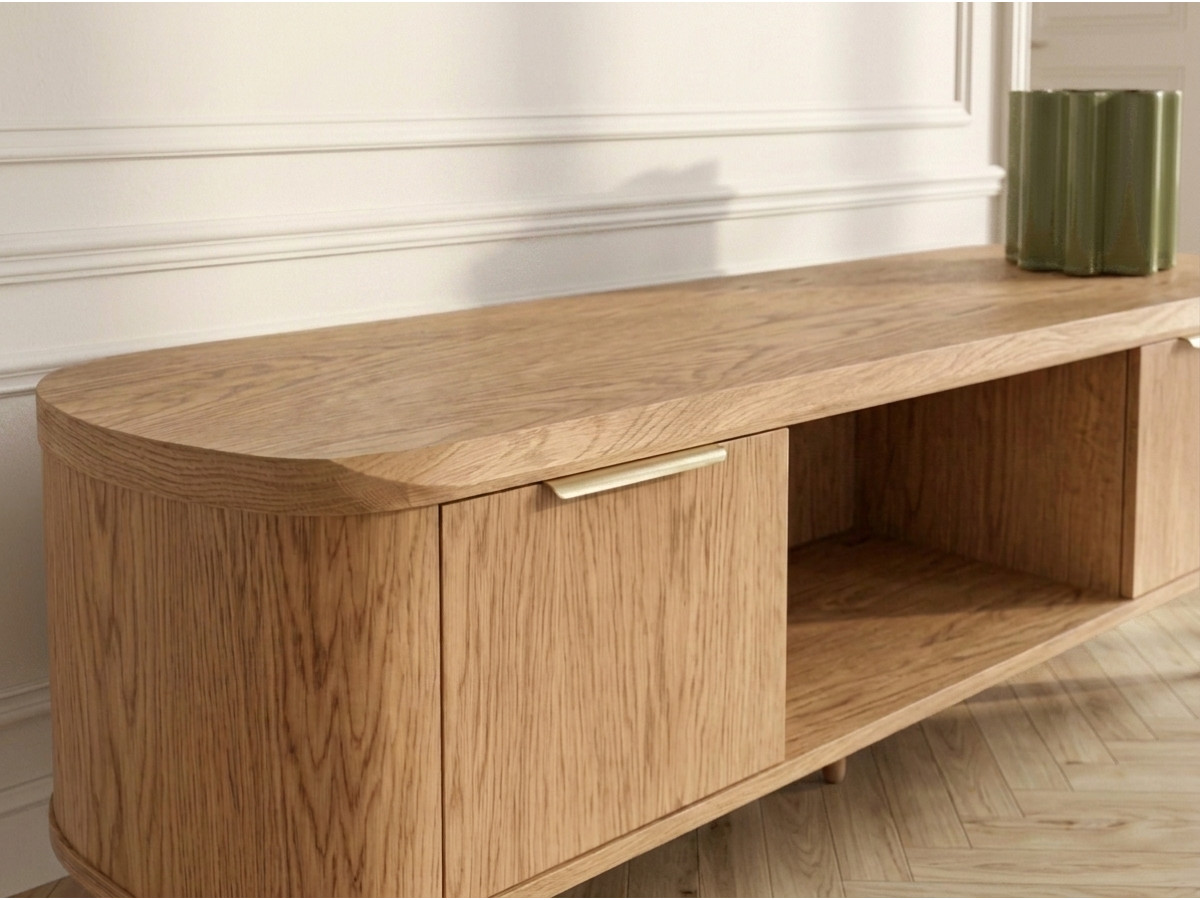 Tv-meubel 2 deuren 200 cm MAZARGUES eiken fineer
