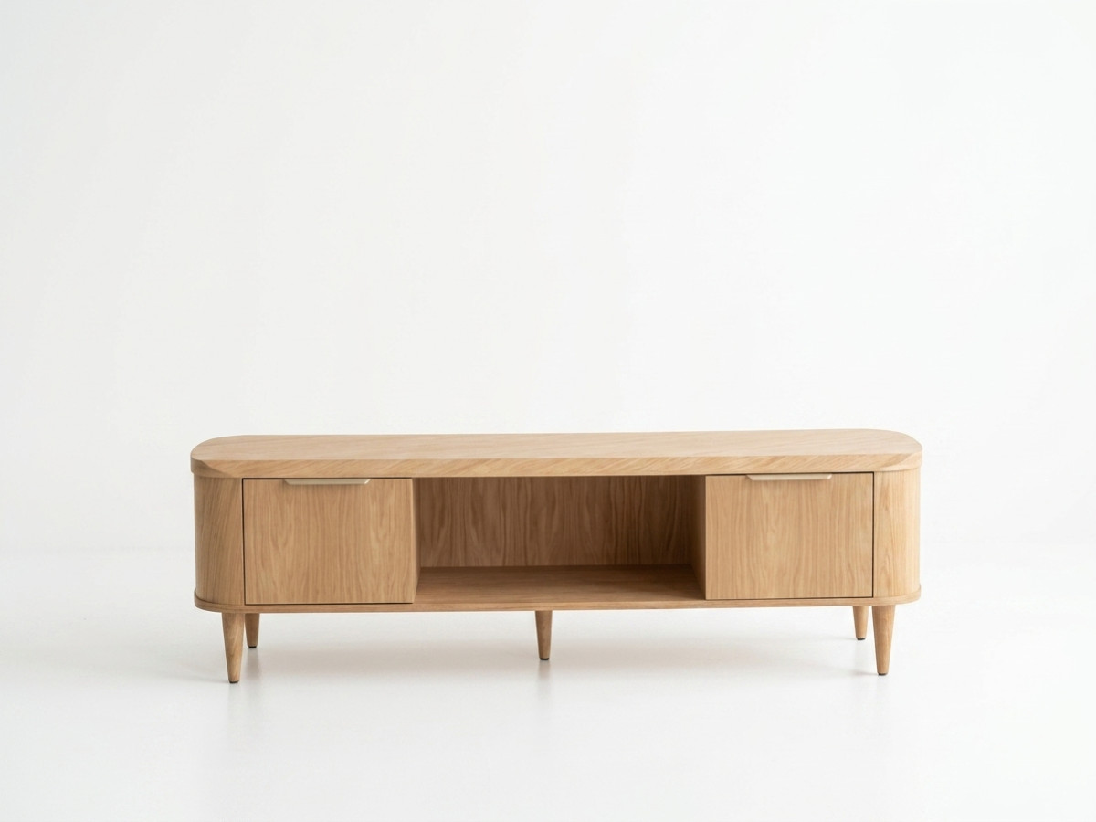 Tv-meubel 2 deuren 200 cm MAZARGUES eiken fineer